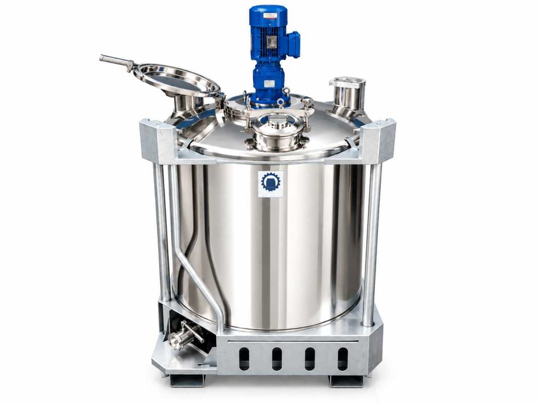 1000L stainless steel IBC with paddle agitator